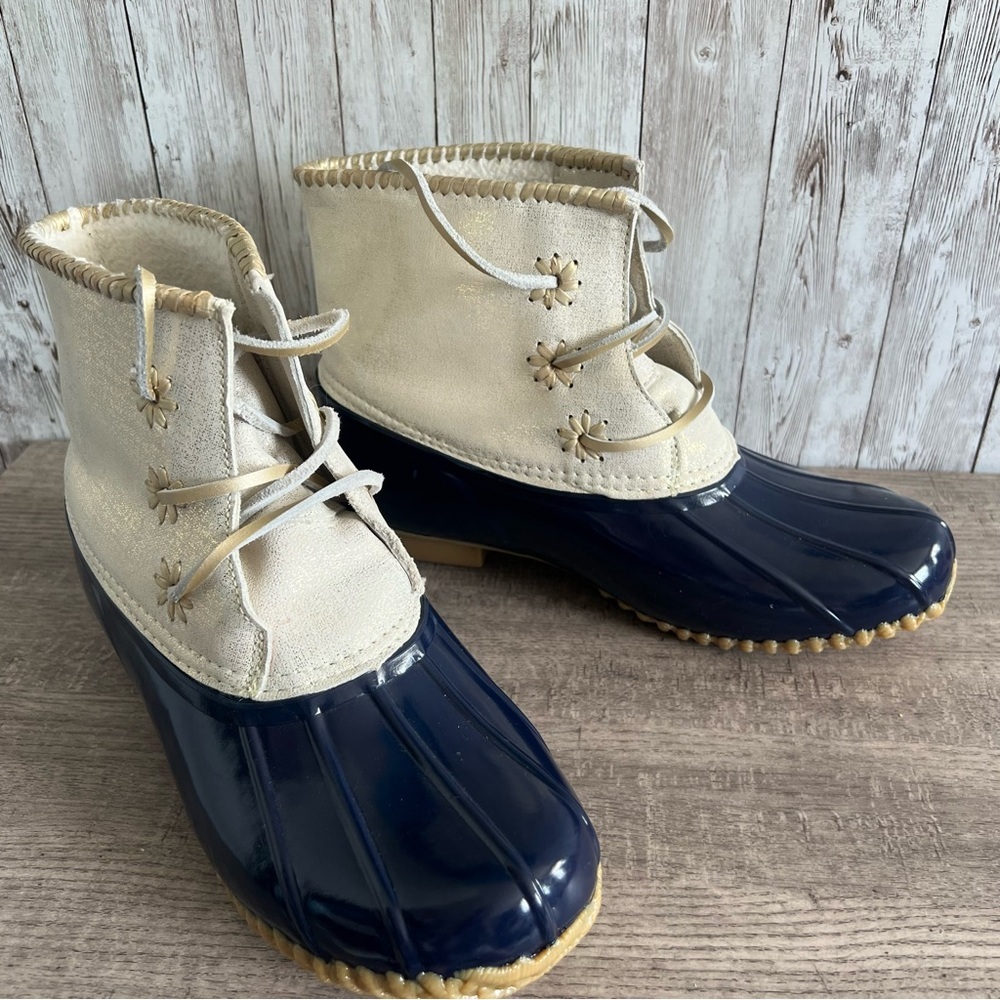 Jack Rogers Navy Waterproof Duck Rain Boots Preppy Womens 9
